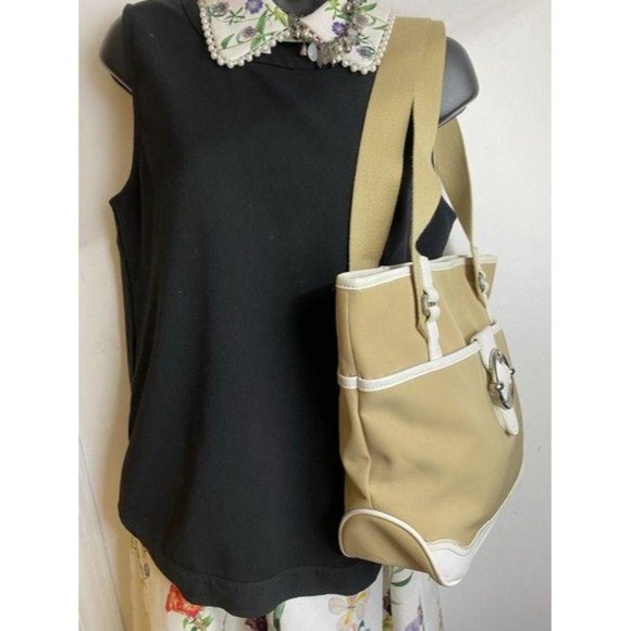 franco sarto bag white tan fabric tote - Picture 7 of 10